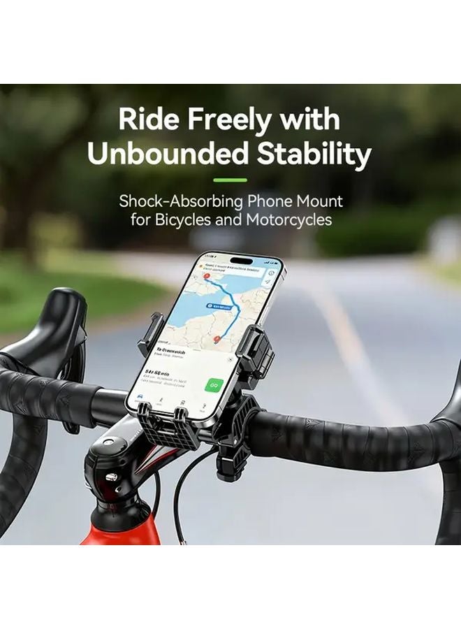 Motorcycle Phone Mount Black Rearview Mirror Mount Heavy Duty Anti Vibration Handlebar Holder - Image 1
